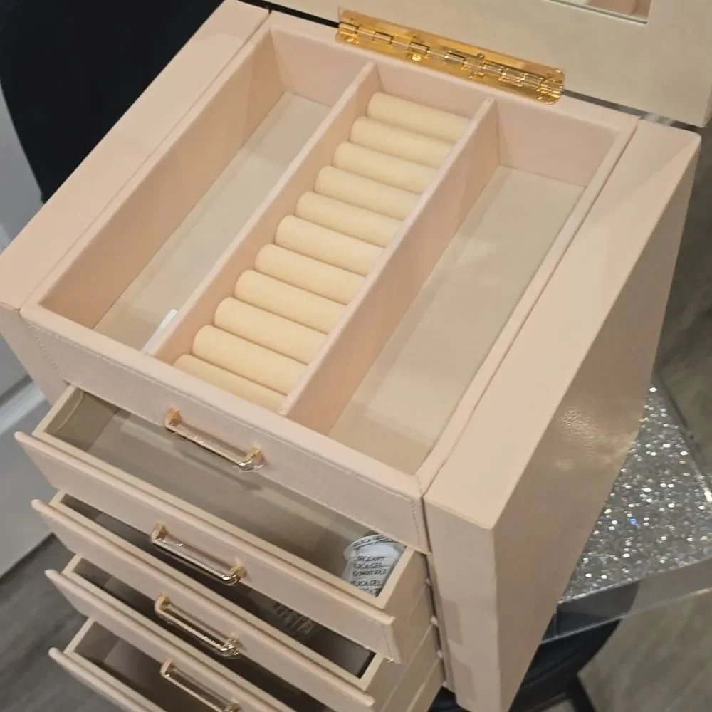 At‎ Home 5-Drawer Pink Leather Jewelry Organizer